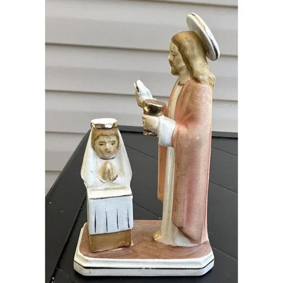 VINTAGE 1950'S SANMYRO JESUS LITTLE GIRL FIRST HOLY COMMUNION FIGURINE 5