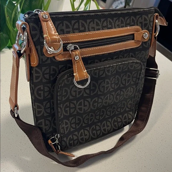 Giani Bernini Black and Brown Messenger Bag