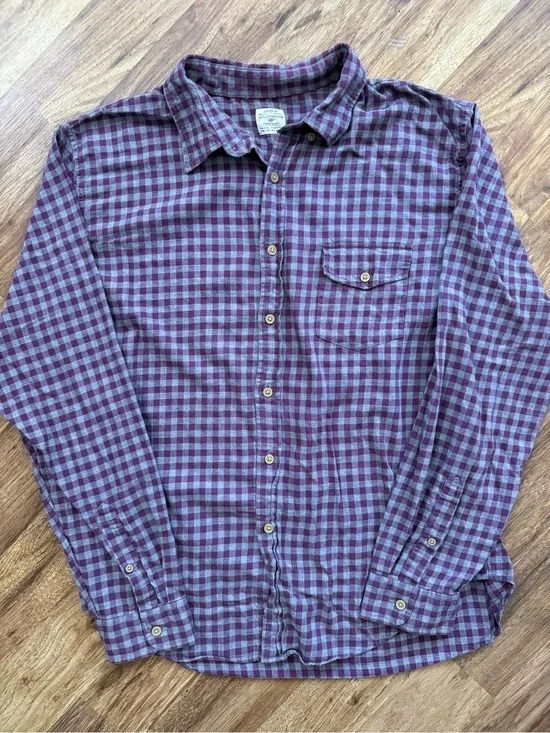 J. Crew Men's Purple and Gray Plaid Button-Down Shirt