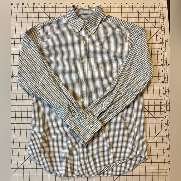 J. Crew Men’s Size Small White/Blue/Green Washed Casual Tailored Fit Button Down