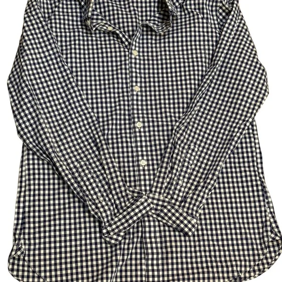 J.Crew Thompson Blue White Gingham Wrinkle Free Shirt‎ Men’s XL