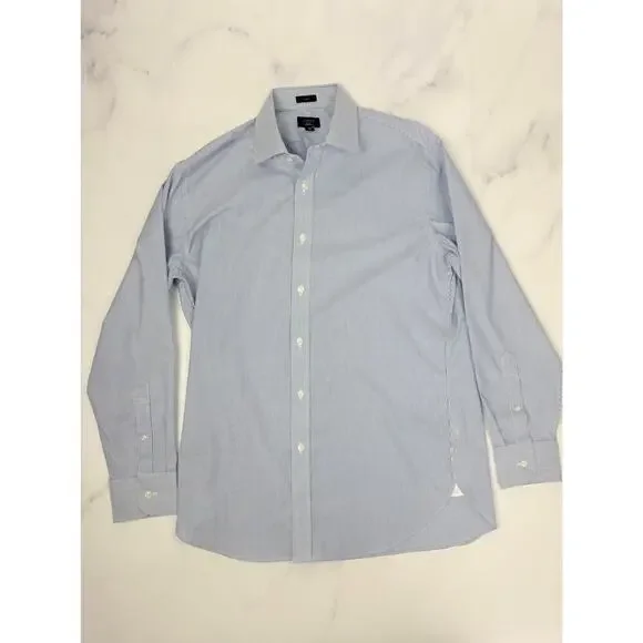 J.Crew Ludlow Slim Fit Dress Shirt Blue White Stripe 16 33 Stretch Cotton NWOT