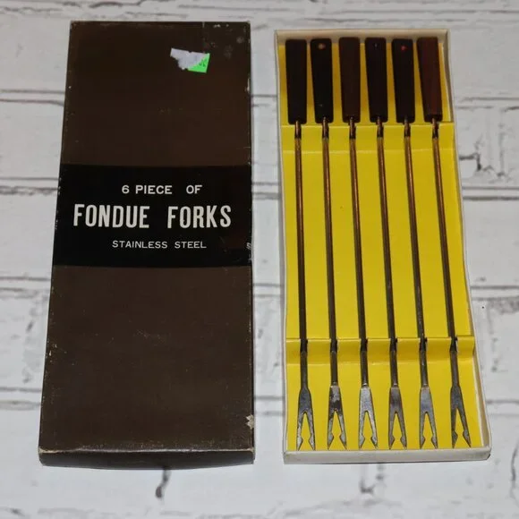 🍴 Vintage Stainless Steel Fondue Fork Set · 6‑Piece · 8.25