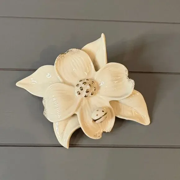 Lenox Classic Dogwood Flower with Ladybug Gold Highlights Cream Porcelain