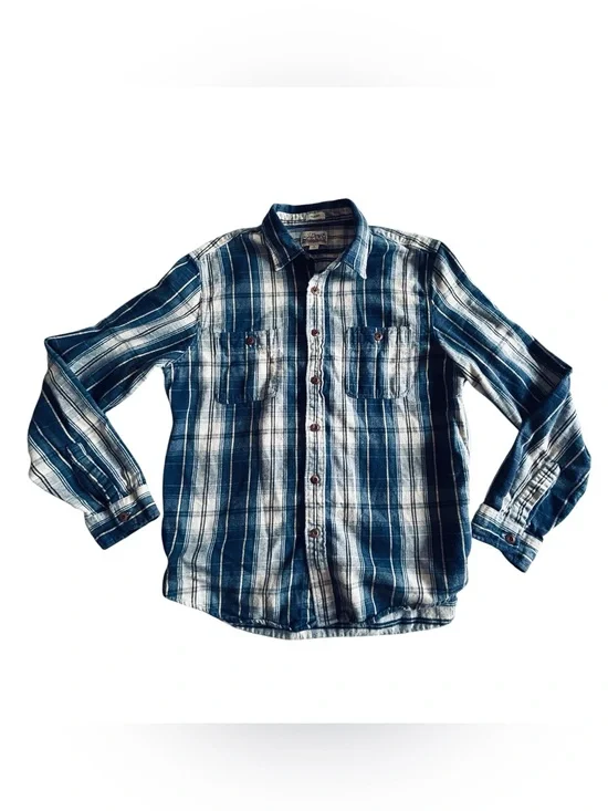 J. Crew Men's Blue and White Plaid Button-Down Shirt