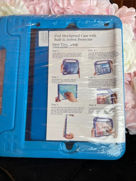 Shockproof Blue Tablet Case with Built-In Screen Protector