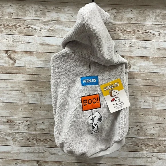 Peanut's‎ SNOOPY HALLOWEEN BOO Dog Sz. MEDIUM Sherpa Hoodie Jacket Coat Costume