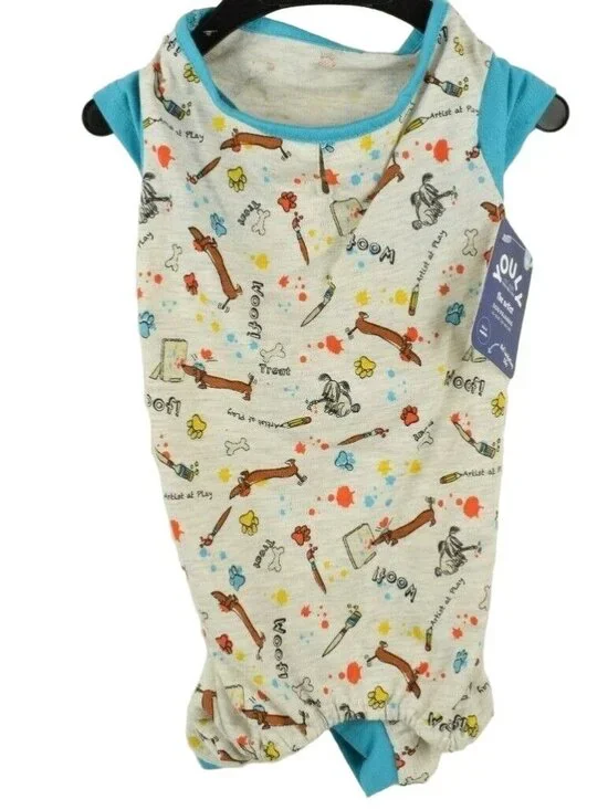 Youly Dog Medium 16 to 18 inches The Artist Blue Pet Pajamas