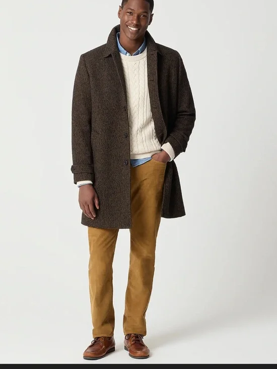 J. Crew Men's Wool Blend Overcoat‎ Black Brown Size 42 NEW