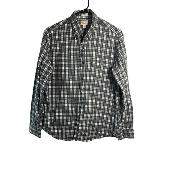 J.Crew‎ Slim Fit Brushed Twill Plaid Button Down Shirt Mens Medium Blue Green
