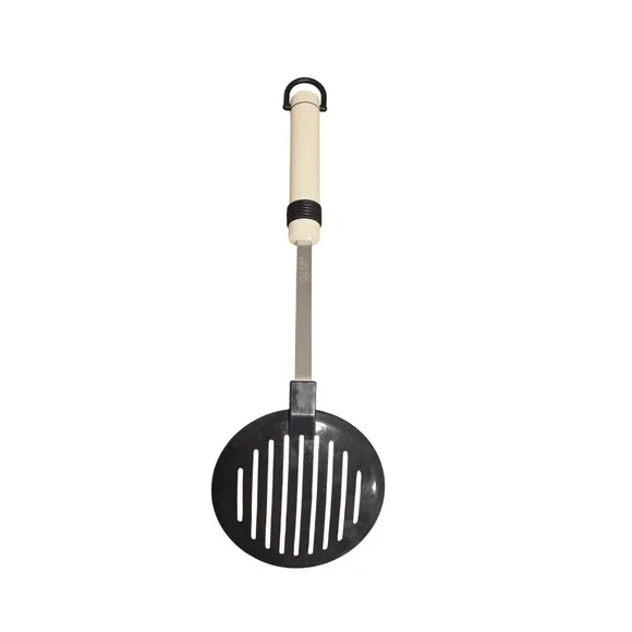 Pedrini Lillo Skimmer Spoon Inox Italy Black Slotted Nylon Head White Handle