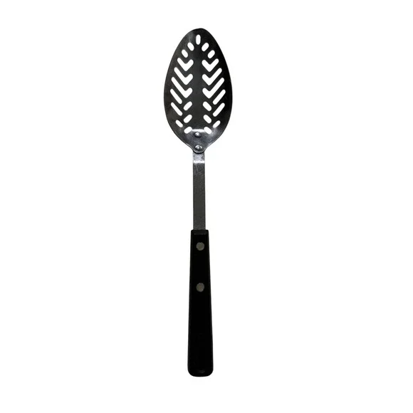 Ekco Forge Slotted Spoon Kitchen Tool 11.5in Silver Black Vintage Stainless USA