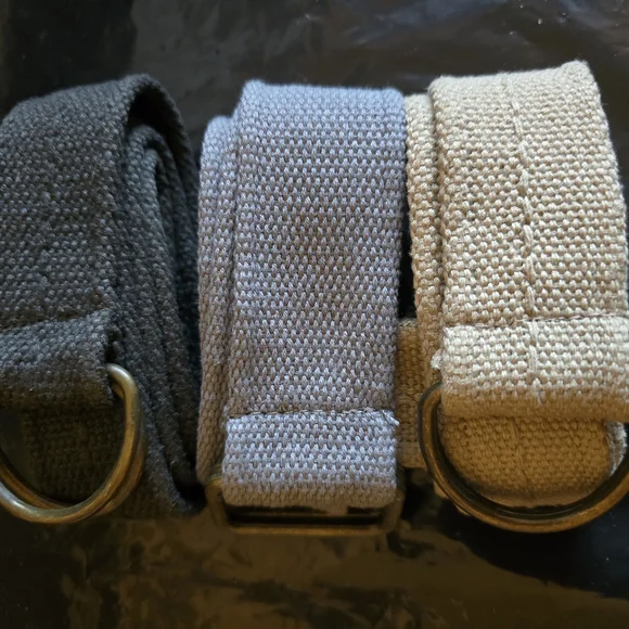 Set of Three Canvas Belts in Black, Gray, and Tan Kids 34 Inches