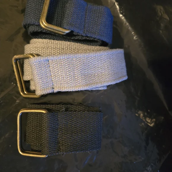 Kids Canvas Belt Set - Black, Gray, and Blue Like New 34 Inches Canvas