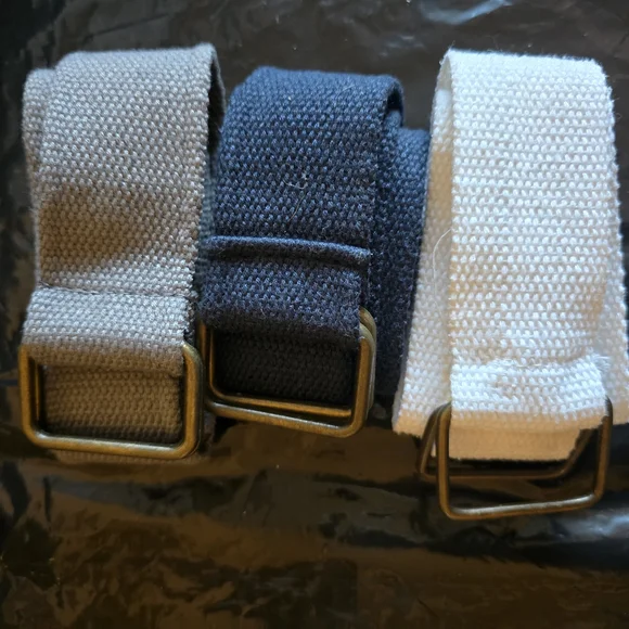 Boys Canvas Belt Set - Gray, Navy, and White 34 Inch