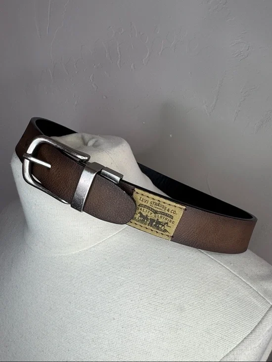 Kids Levi's Brown Reversible to Black Synthetic Leather Belt with Silver Buckle