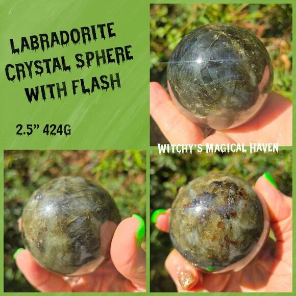 Labradorite Gemstone Sphere with Flash