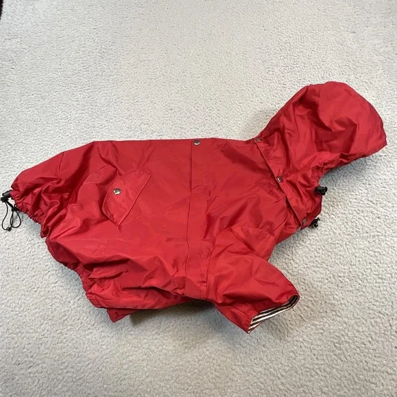 Ellie Dog Wear Rain Coat XXL Red Waterproof Nylon Hooded Dog Jacket Adjustable