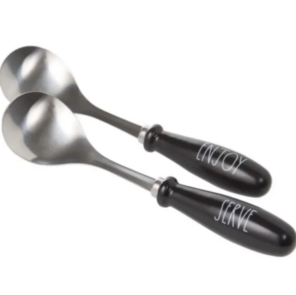Rae Dunn by Magenta Enjoy Serve Serving Spoon Set Black Silver