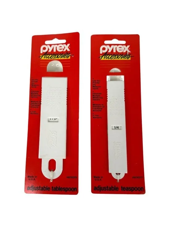 New Pyrex Adjustable Measuring Tablespoon & Teaspoon Set White Dry Ingredients