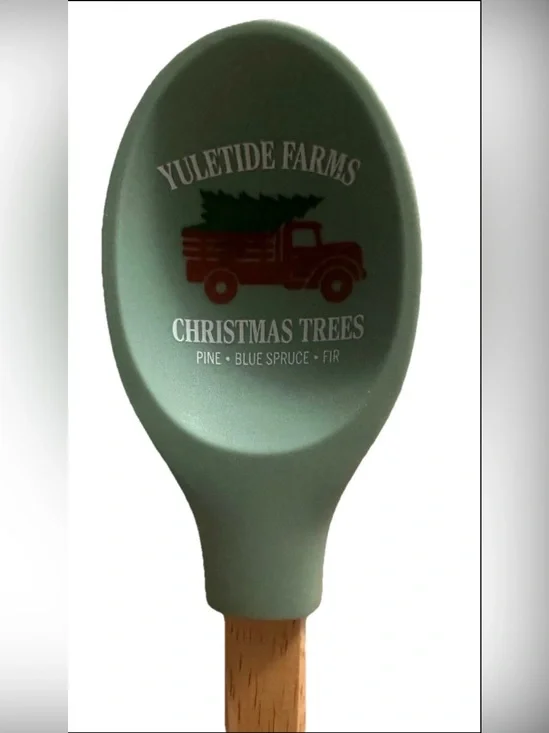 Krumbs Kitchen Farmhouse Christmas Silicone Mixing Spoon w/ Wooden Handle Truck