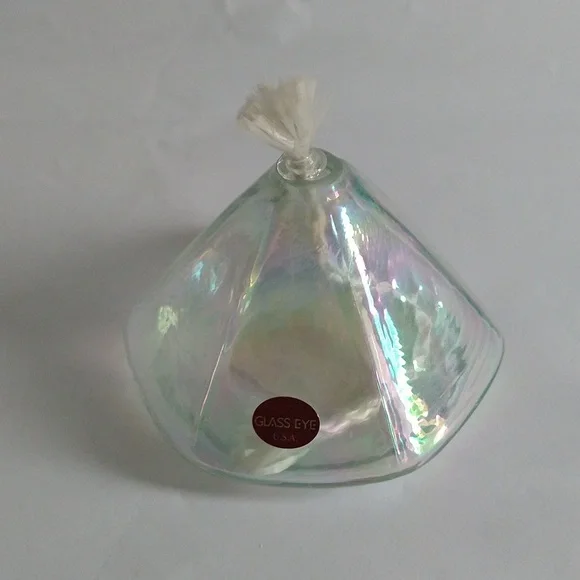 Vintage Oil Lamp Glass Eye Studio GES Art Glass Iridescent Seattle WA