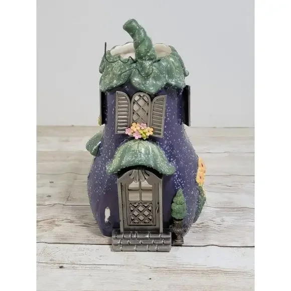 PartyLite Ceramic Cottage Eggplant Villa Tealight Votive Candle Holder‎ #2
