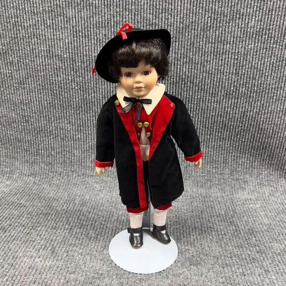 VTG Porcelain 18” Doll Standing German Folk Black Forest Boy‎ Moveable Realistic