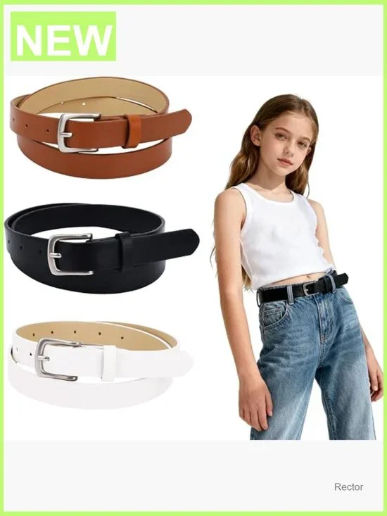 3pk Skinny Girl Belt Kids Size 10-12 Adjustable Leather Style