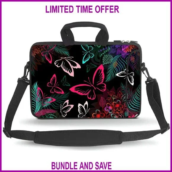 13.3 Inch Neoprene Laptop Messenger Bag with Shoulder Strap & Handle