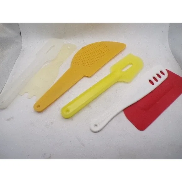 Vintage Tupperware 1231-5 Orange Scraper Beater Spreader Kitchen Spatula Set 6pc