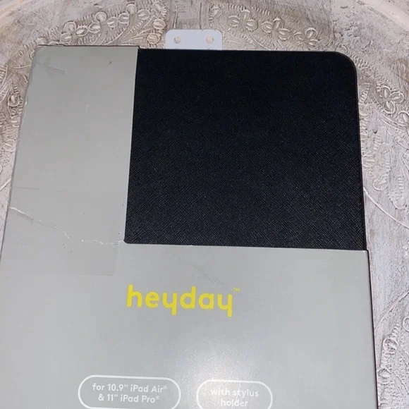 Heyday 10.9” iPad Air & iPad Pro 11” tablet case w/ stylus holder black New