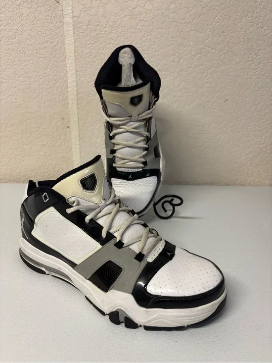 Jordan Men's Cut-Top Athletic Sneakers in White, Black & Gray
