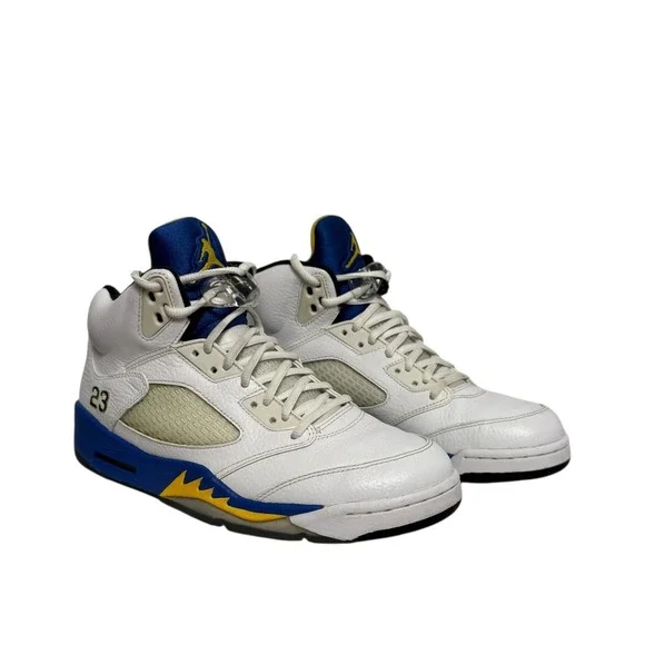 Air Jordan 5 Retro Laney JSP White Varsity Royal Maize CD2720-100 Mens‎ High Top
