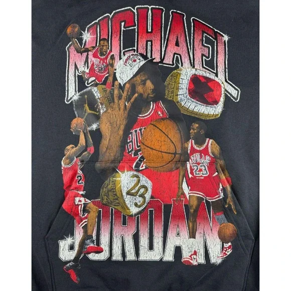NWT Nike Jordan Michael Jordan Graphic Hoodie Black Red Mens Size L HJ4396-045