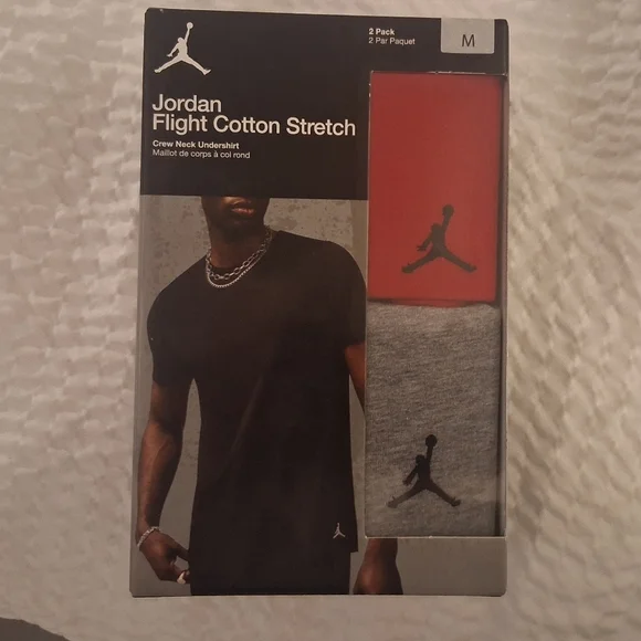 Jordan Crew Neck T-Shirts in Red and Gray