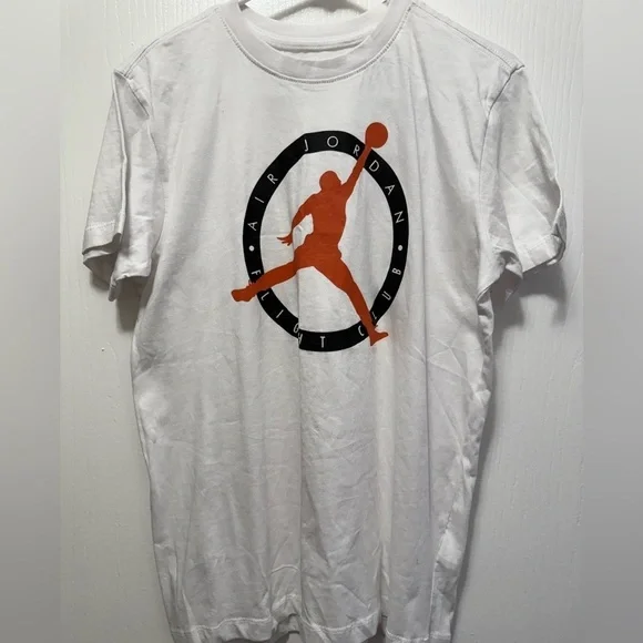 Jordan Men's Tee with Orange Logo on White