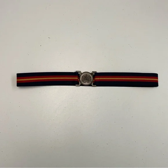 Polo Ralph Lauren Belt Stretchy Elastic Metal Buckle Blue Red Yellow Bronze