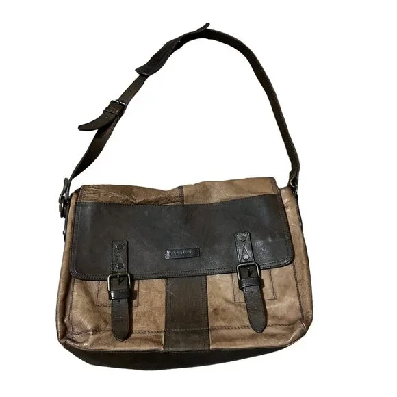 Frye Trevor Dark Brown Leather Distressed Briefcase Crossbody Messenger Bag