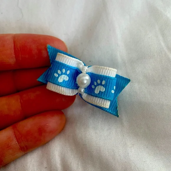 Dog bow, dog fashion. Tiny blue bow for your fur baby. OS