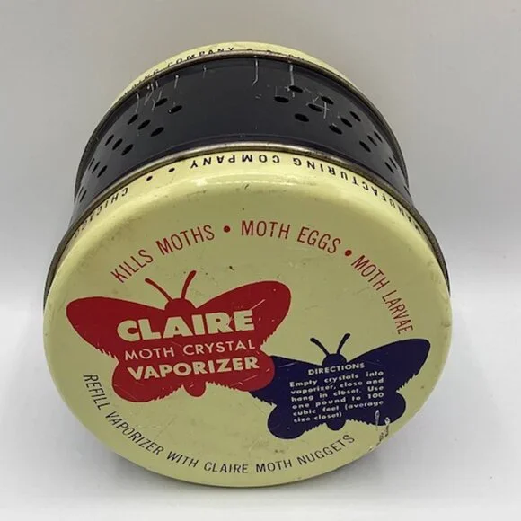 Vintage Tin Claire Moth Crystal Vaporizer‎ & Hook 3.5