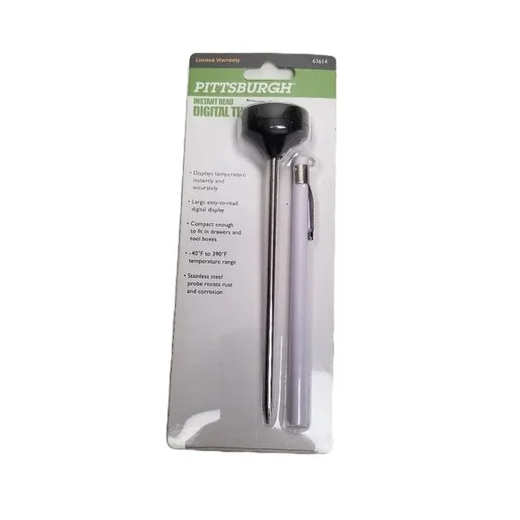 Pittsburgh 63614 Instant Read Digital Thermometer Stainless Steel Probe Cooking