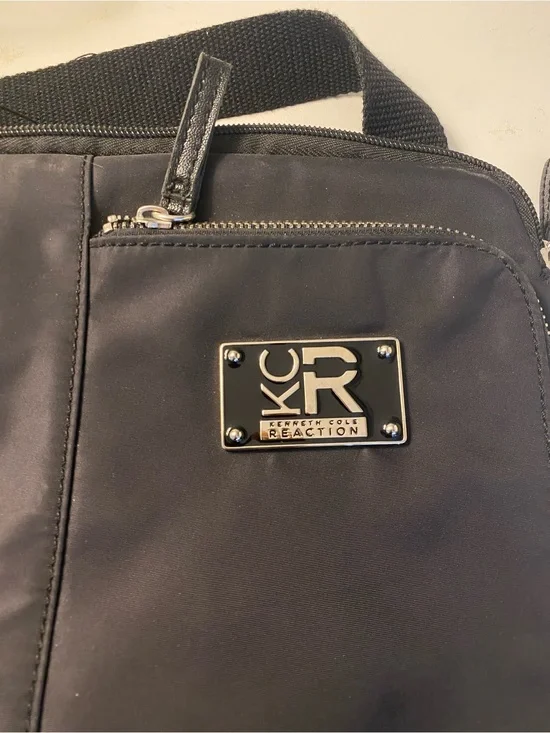 Kenneth Cole Reaction Black Crossbody Bag KC Reaction Logo, Adjustable Strap