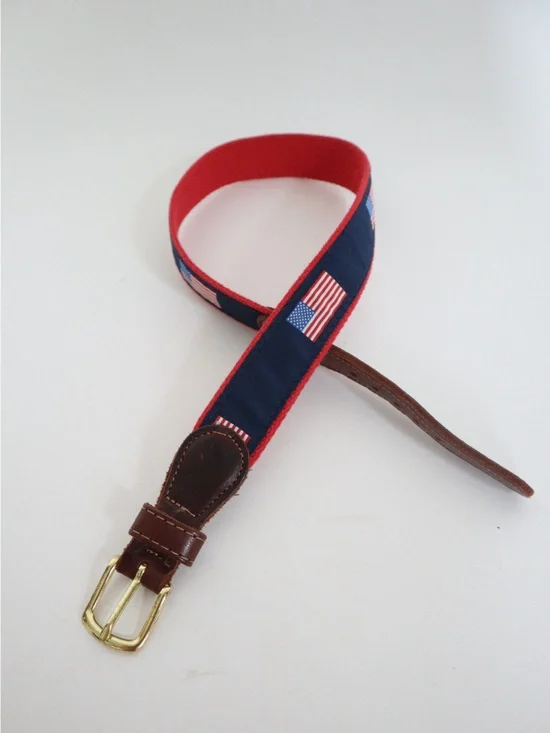 Kids Adjustable Navy & Red Flag Pattern Belt