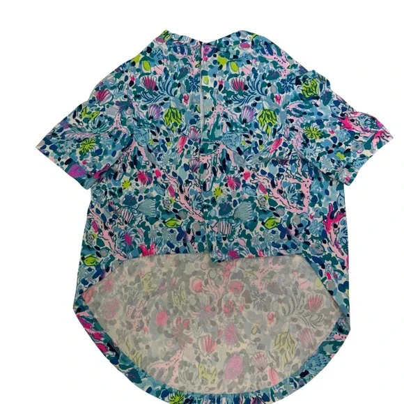 Lilly Pulitzer Dog Pajamas Blue Pink Sea Life Print Pet Shirt L/XL RN 88189
