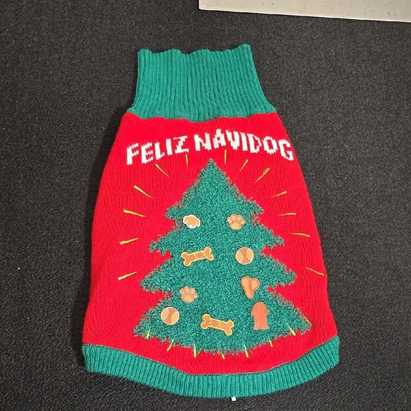 Festive Dog Sweater with Christmas Tree Design