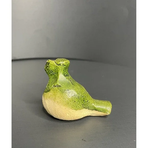 Guatemalan Green‎ Ceramic Bird Whistle Fired Clay Figurine 2.25