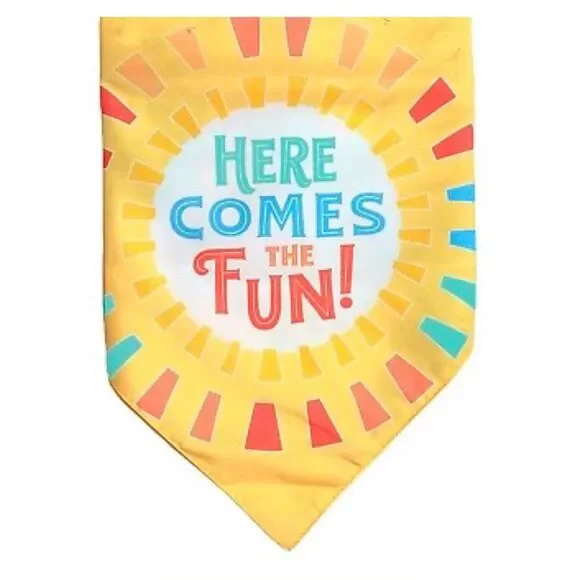 Sun Squad Reversible Pet Bandana HERE COMES THE FUN! Tie-Dye Printed. One Size