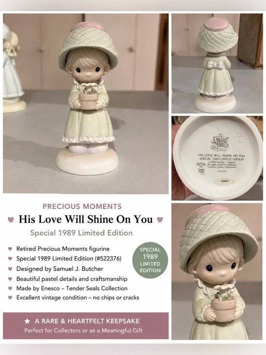 Enesco Precious Moments Pastel Green and Pink Girl Figurine