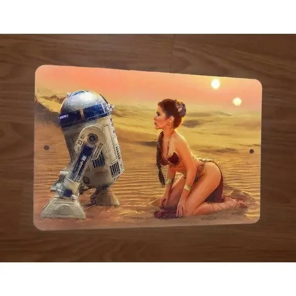 Star Wars R2D2 Princess Leia Artwork 8x12 Metal Wall Sign‎
